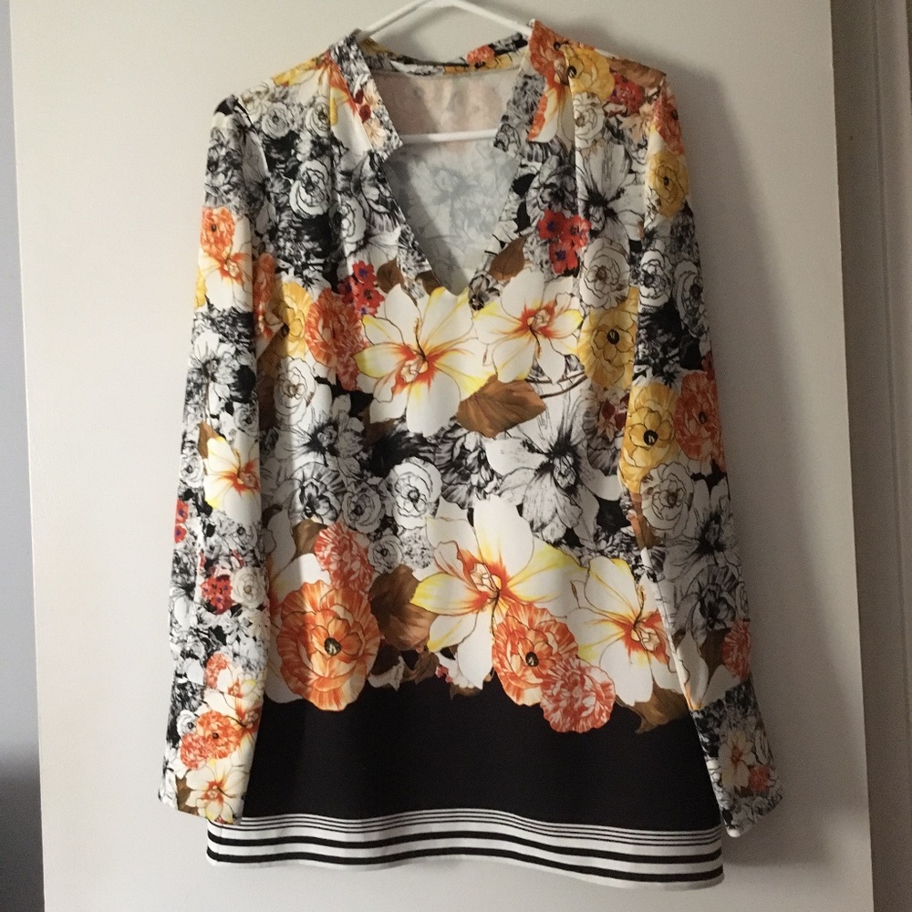 PIAZZA SEMPIONE Multicolor Floral Crepe Blouse 40 S